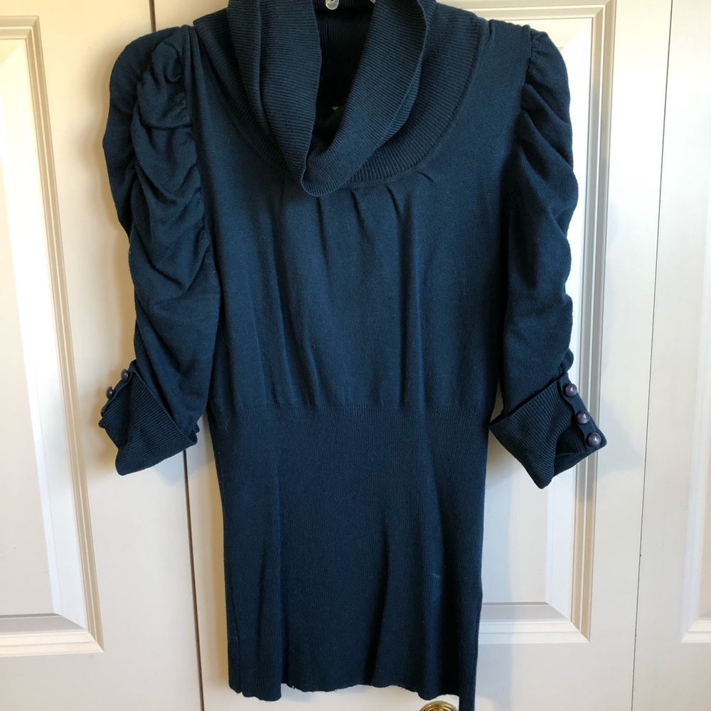 Turquoise cowl neck sweater